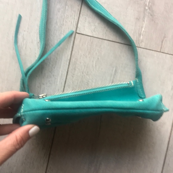 Roots torqouise suede mini purse studded 6” - Picture 5 of 5
